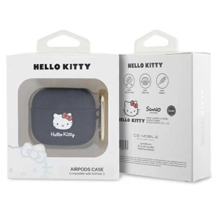 Hello Kitty - Hello Kitty AirPods 3 Skal Silikon 3D Kitty Head - Svart