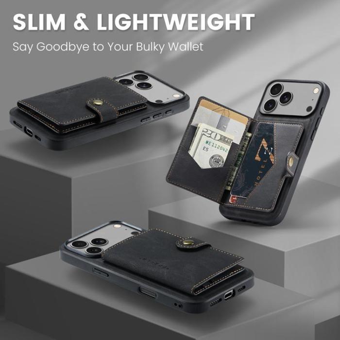 OEM - JEEHOOD iPhone 17 Pro Mobilskal KonstLäder + Plast Avtagbar - Svart