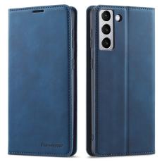 FORWENW - FORWENW Samsung Galaxy S23+ Pl&aring;nboksfodral i Skinv&auml;nligt Konstl&auml;der - Bl&aring;