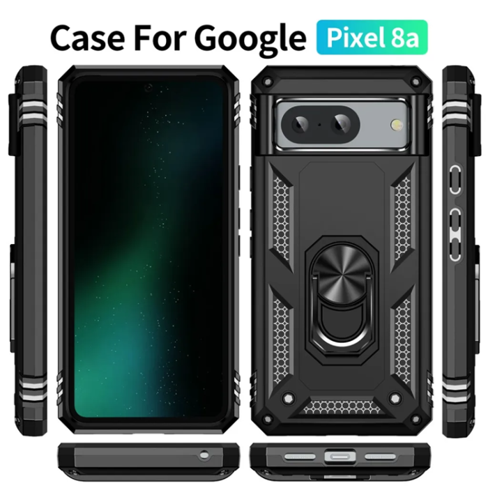 Taltech - Google Pixel 8A Mobilskal Ringhållare - Svart