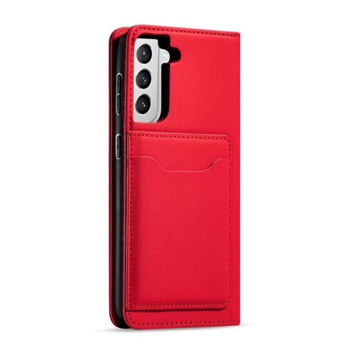 OEM - Galaxy S22 Plus Plånboksfodral Magnet Stand - Röd