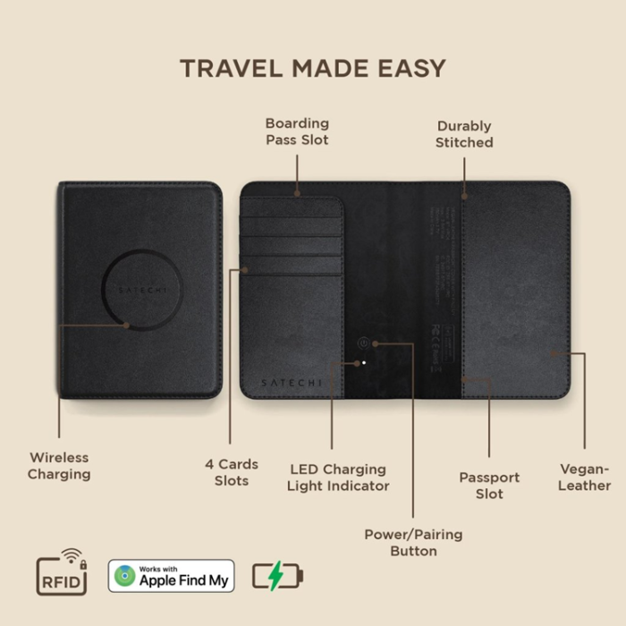 Satechi - Satechi Passfodral i vegansk läder med Find My Tracker - Svart