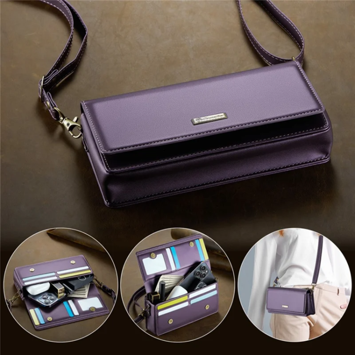 Caseme - CASEME Crossbody Väska RFID Blocking Me30 Max Läder - Lila