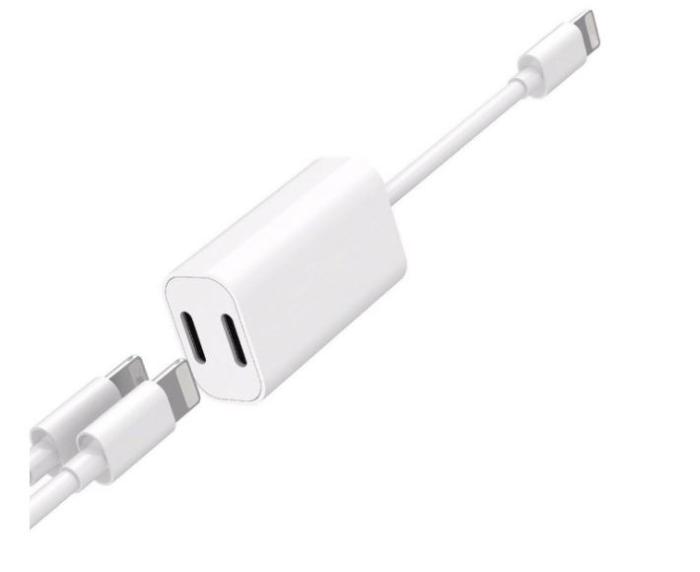 A-One Brand - Adapter för iPhone X/8/7, Ladda och lyssna på musik samtidigt