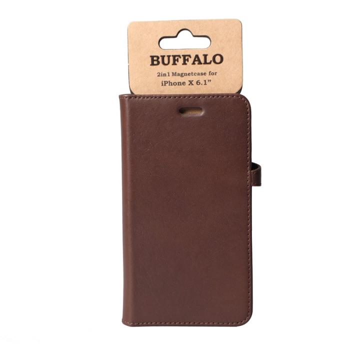 BUFFALO - BUFFALO äkta läder Plånboksfodral iPhone XR - Brun