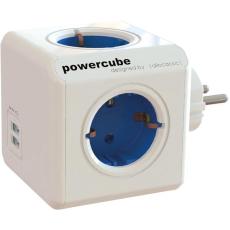 UTGATT1 - Allocacoc PowerCube grenuttag med 4xCEE 7/4-uttag 2xUSB - Vit/Blå