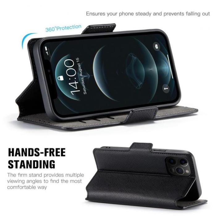 MUXMA - Muxma Saffiano Plånboksfodral till Apple iPhone 12 Pro Max - Svart