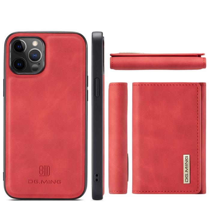 DG.MING - DG.MING iPhone 13 Pro Max Skal samt Wallet med Kickstand - Röd