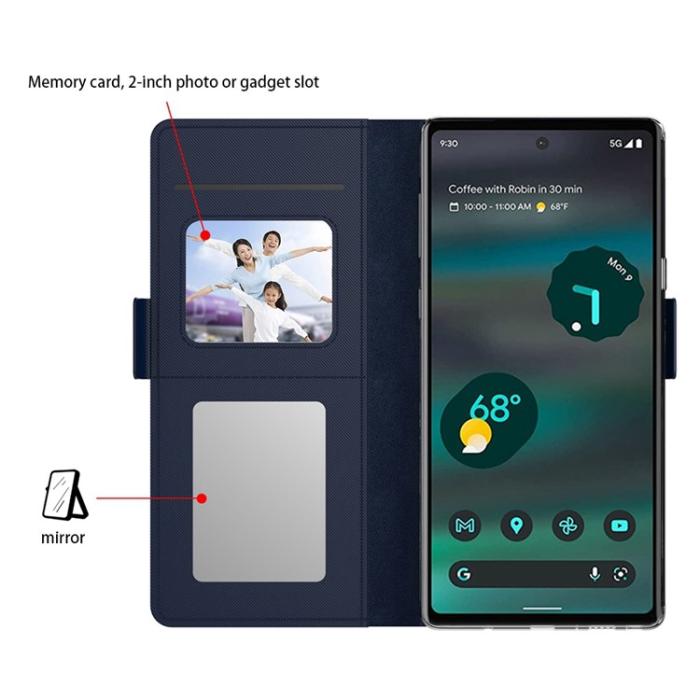 A-One Brand - Google Pixel 6a Plånboksfodral Mirror Ultra Slim - Blå