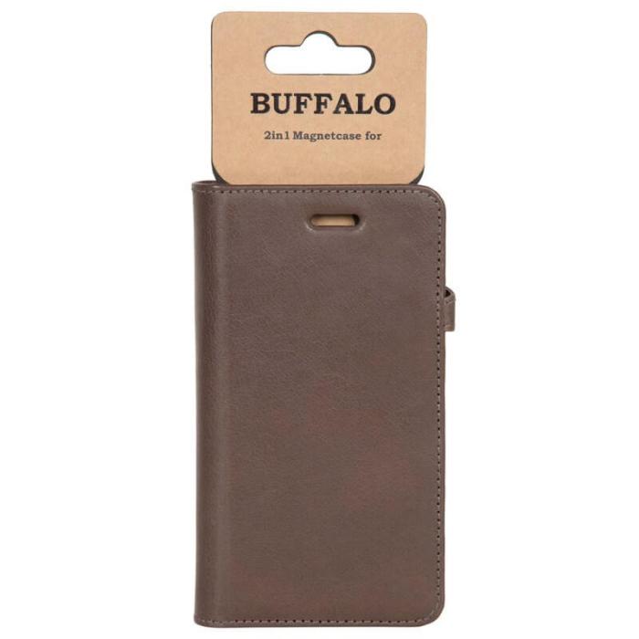 BUFFALO - BUFFALO äkta läder Plånboksfodral Samsung Galaxy S9 - Brun