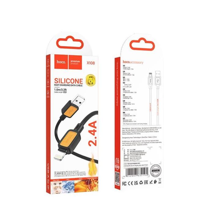 Hoco - HOCO USB-A till Lightning Kabel 2.4A 1 m X108 - Svart