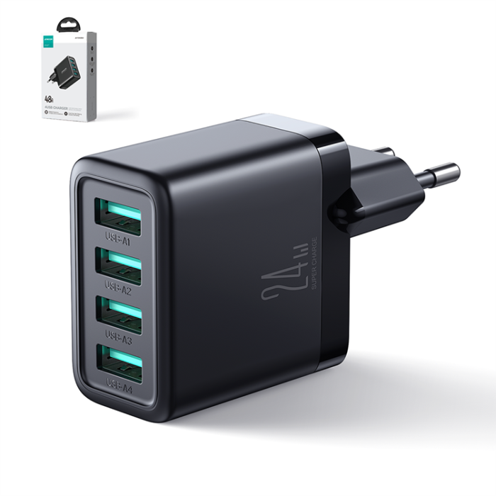 Joyroom - Joyroom Väggladdare 4xUSB-A 24W 4.8A - Svart