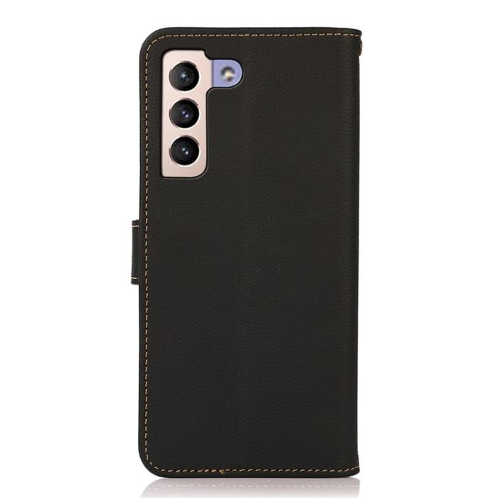 KHAZNEH - KHAZNEH Galaxy S23 Plus Plånboksfodral Äkta Läder RFID - Svart