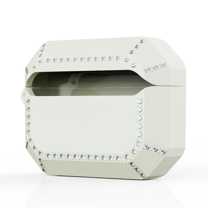 OEM - Airpods Pro 2 Skal Rhinestone Shockproof - Solid Vit