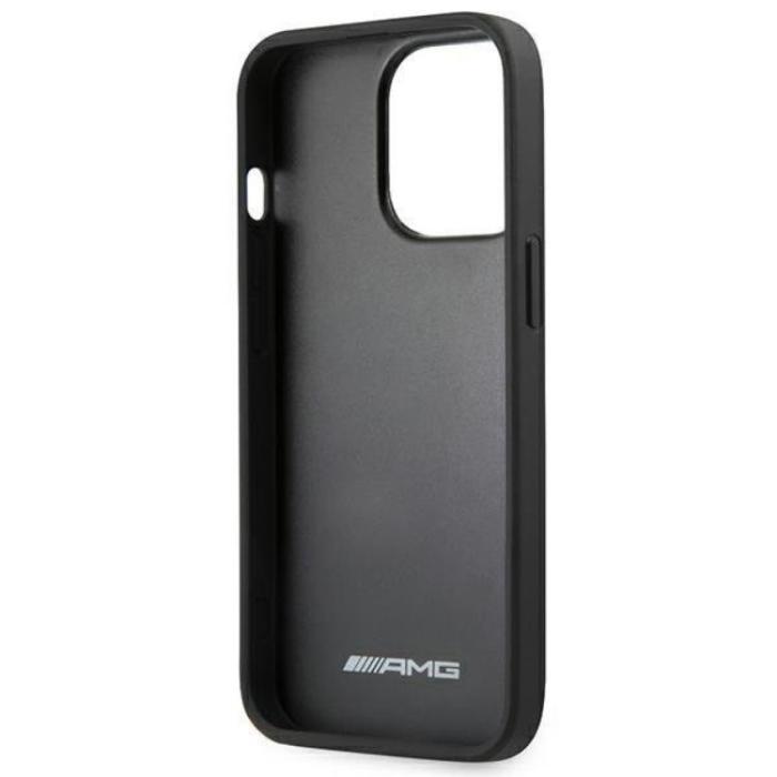 AMG - AMG iPhone 14 Pro Skal Läder Debossed Lines - Svart