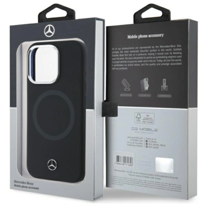 Mercedes - Mercedes iPhone 16 Pro Max Mobilskal MagSafe Silikon Tonal Logo - Svart