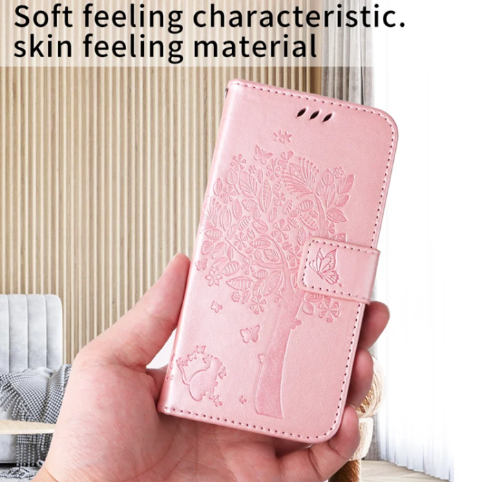 A-One Brand - iPhone 17 Plånboksfodral Tree Pattern - Rosa Guld