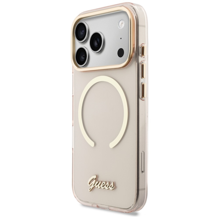 Guess - Guess Mobilskal För iPhone 17 Pro Max MagSafe IML Gradient Script Metal - Rosa