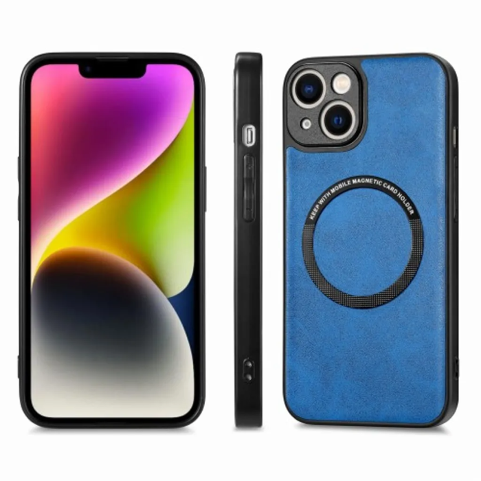 Taltech - iPhone 15 Plus Mobilskal PU-läder - Blå