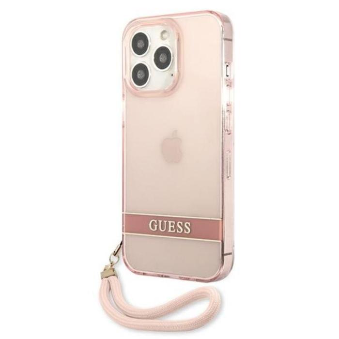 Guess - Guess iPhone 13 Pro Skal Translucent Stap - Rosa