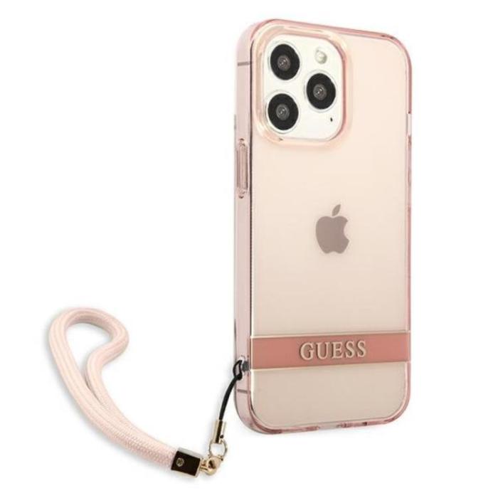 Guess - Guess iPhone 13 Pro Skal Translucent Stap - Rosa