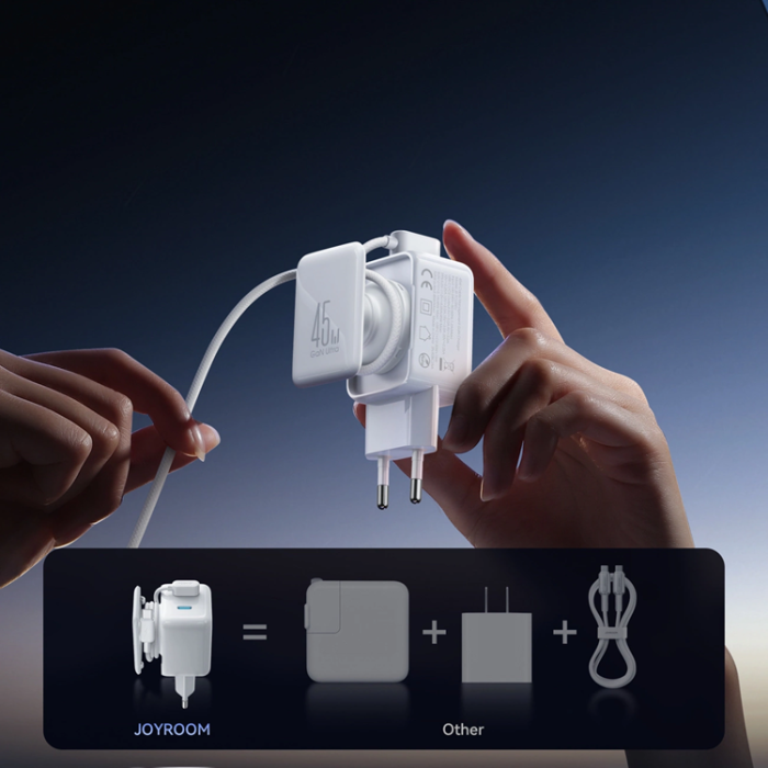 Joyroom - Joyroom Snabbladdare 45W 2x USB-C med USB-C Kabel - Vit