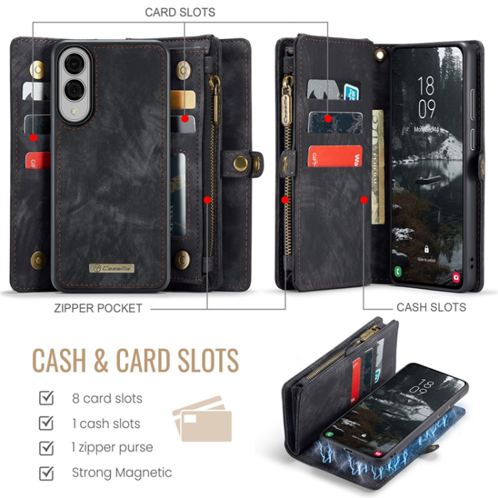 Caseme - CASEME Galaxy S25 Edge Plånboksfodral Med Rem - Svart