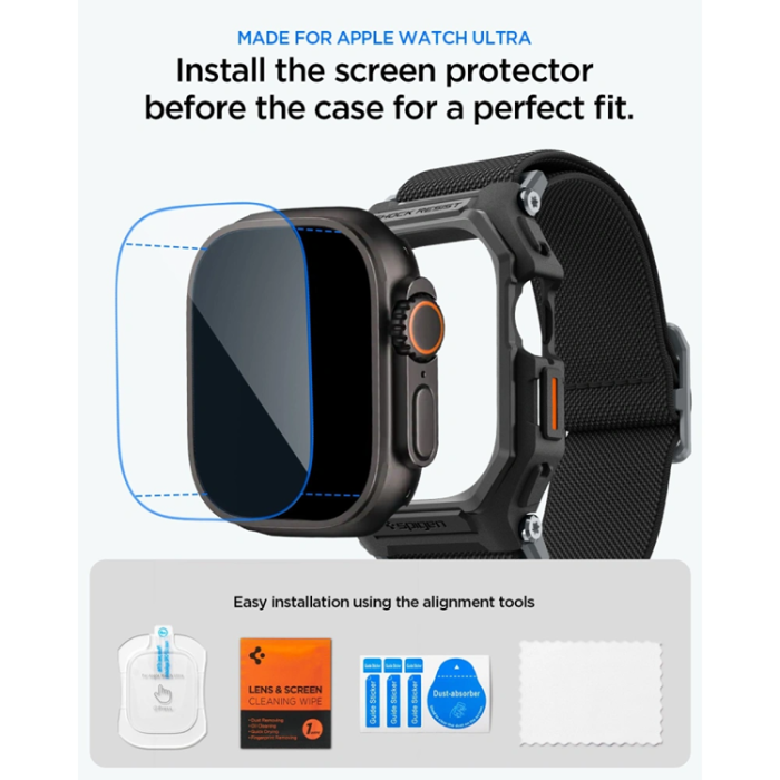 Spigen - Spigen Härdat Glas Skärmskydd För Apple Watch Ultra 1/2/3 (49mm)