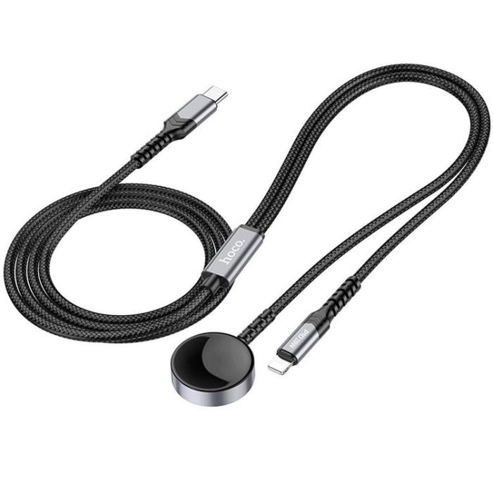 Hoco - Hoco 2-in-1 Trådlös laddare Apple Watch - Svart