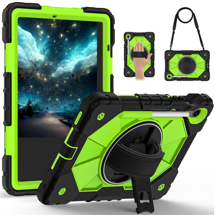 A-One Brand - Galaxy Tab S10 FE/S9 FE/S9 Skal Kickstand med Rem - Gulgrön