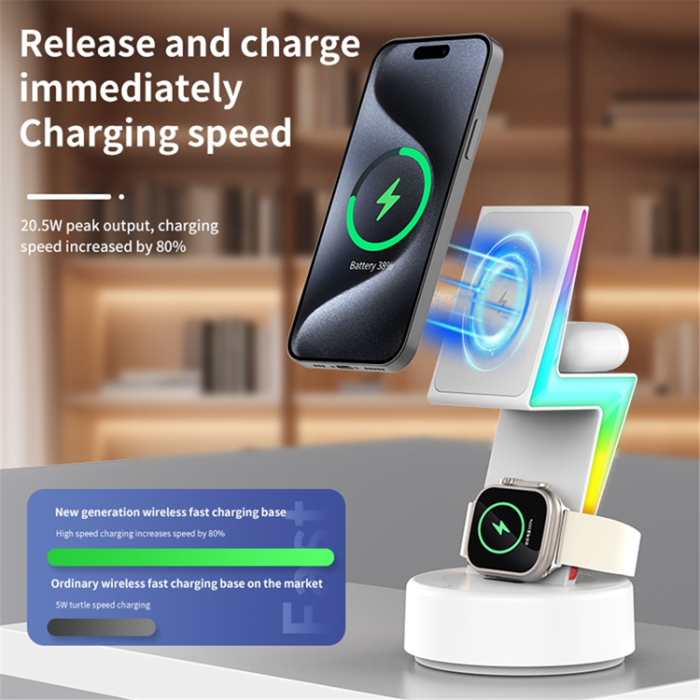 OEM - 3in1 MagSafe Trådlös Laddare iPhone, Apple Watch, Airpods 15W - MY002