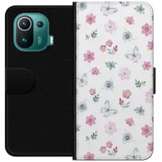 Gustaf - Pl&aring;nboksfodral till Xiaomi Mi 11 Pro med Blommor och fj&auml;rillar