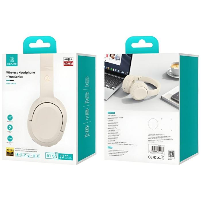 USAMS - USAMS Bluetooth 5.3 On-Ear Hörlurar Yun Series (USAMS-YG23) – Beige