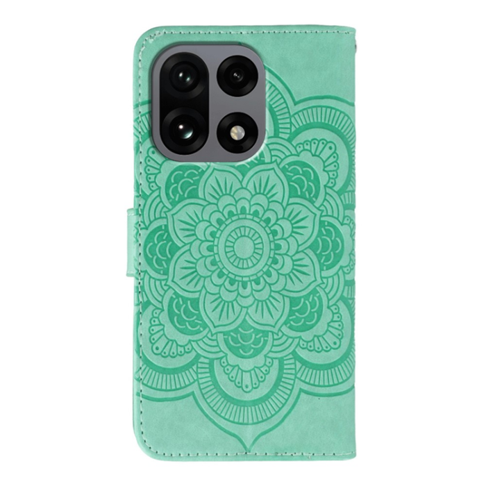 A-One Brand - OnePlus 15 5G Konstläder Plånboksfodral Mandala Imprint Rhinestone - Grön