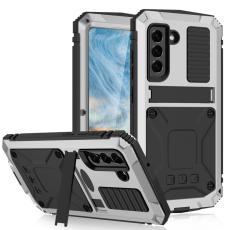 R-JUST - R-JUST Mobilskal till Galaxy S21 FE 5G Full Protection PC Silikon Metall Silver
