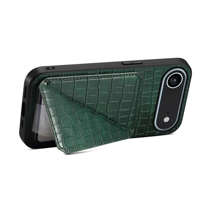 A-One Brand - iPhone 17 Air Mobilskal Korthållare Crocodile Textured - Grön