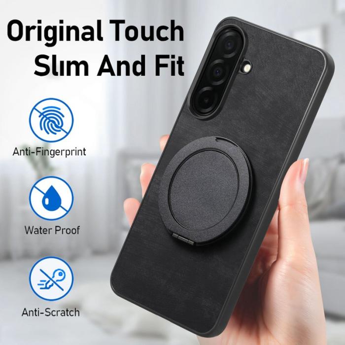 OEM - Mobilskal för Samsung Galaxy S26 Konstläder Kickstand - Svart
