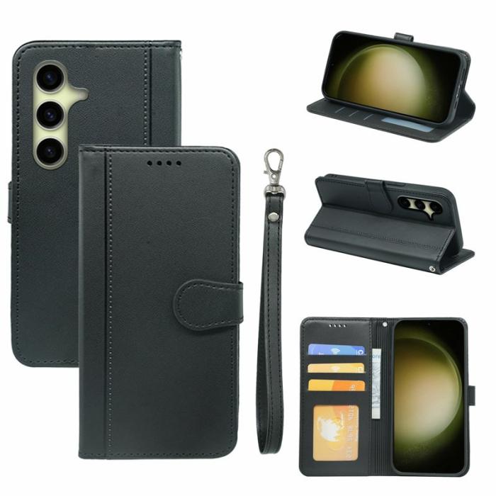 OEM - Plånboksfodral för Samsung Galaxy S26 Magnetiskt Konstläder med Rem - Svart