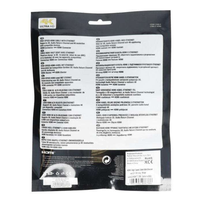 OEM - Kabel HDMI High Speed Cable med Ethernet ver. 2.0 1,5m
