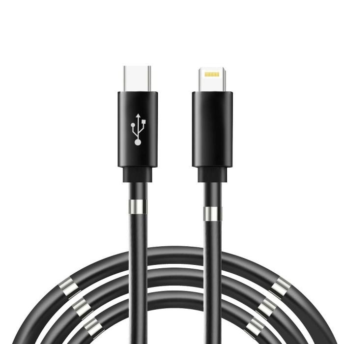 OEM - USB-C till Lightning kabel PD18W magnetisk 3A svart 1m