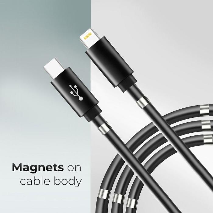 OEM - USB-C till Lightning kabel PD18W magnetisk 3A svart 1m