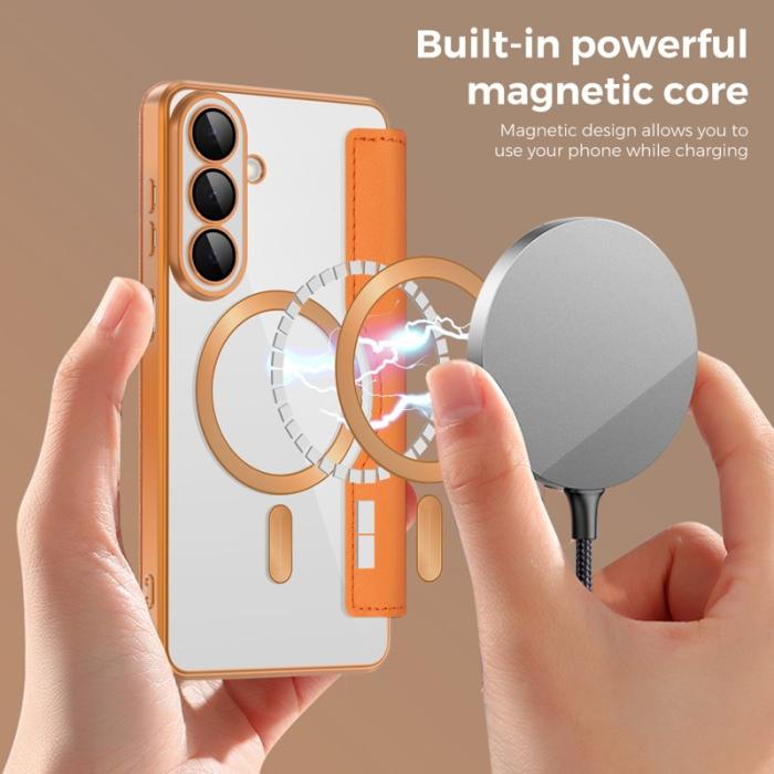 OEM - Mobilskal för Samsung Galaxy S26 Magnetiskt Konstläder RFID - Orange