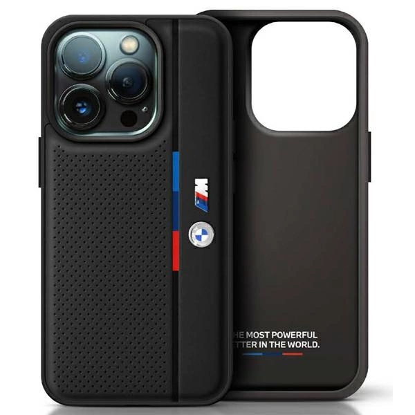 BMW iPhone 16 Mobilskal Perforated Tricolor Line - Svart | 2353 | AlltMobil