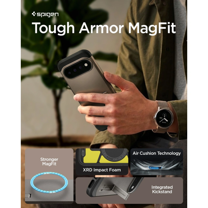 Spigen - Spigen Mobilskal För Google Pixel 11 Pro Magsafe Tough Armor - Gunmetal