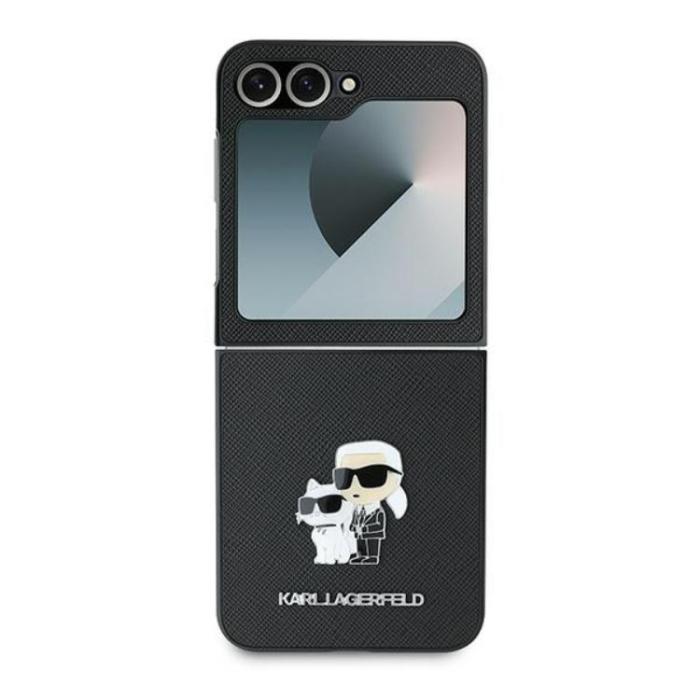 KARL LAGERFELD - Karl Lagerfeld Galaxy Z Flip 6 Mobilskal Saffiano Metal Pin - Svart
