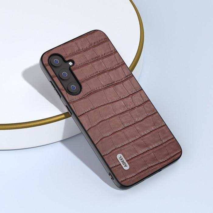 ABEEL - ABEEL Samsung Galaxy S23 FE Plånboksfodral Äkta Läderbrun