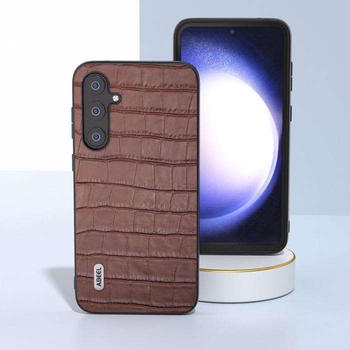 ABEEL - ABEEL Samsung Galaxy S23 FE Plånboksfodral Äkta Läderbrun
