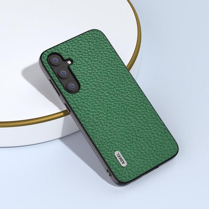 ABEEL - ABEEL Samsung Galaxy S23 FE Plånboksfodral Äkta Läder Grön