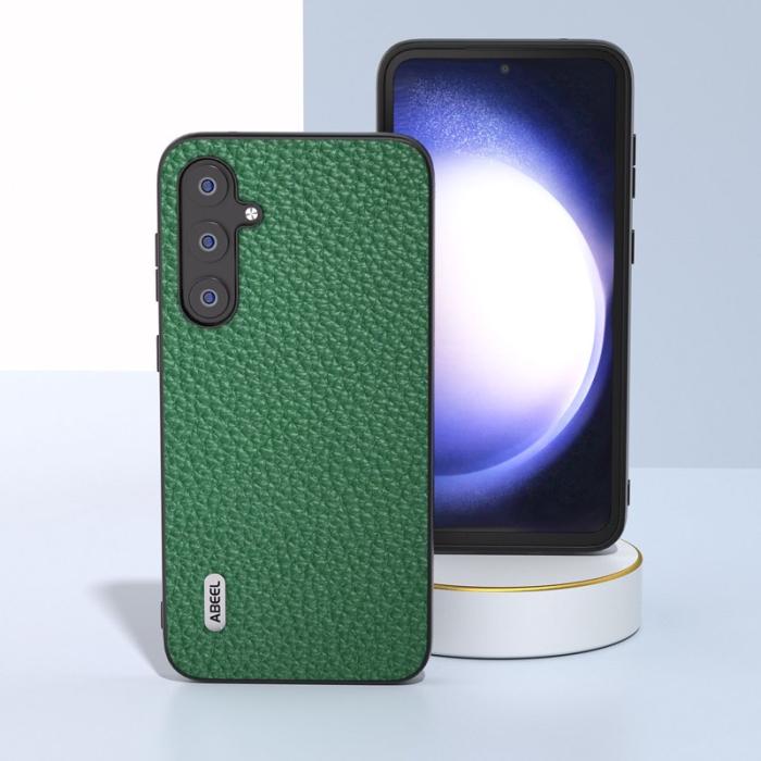 ABEEL - ABEEL Samsung Galaxy S23 FE Plånboksfodral Äkta Läder Grön