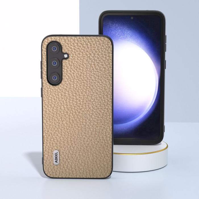 ABEEL - ABEEL Samsung Galaxy S23 FE Plånboksfodral Äkta Läder Khaki